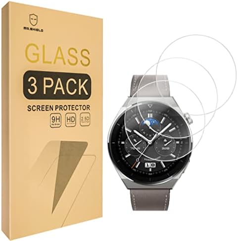 Mr.Shield [3-Pack] מיועד למגן המסך של Huawei Watch GT 3 Pro [46 ממ בלבד] [זכוכית מחוסמת] מגן מסך [0.3 ממ אולטרה